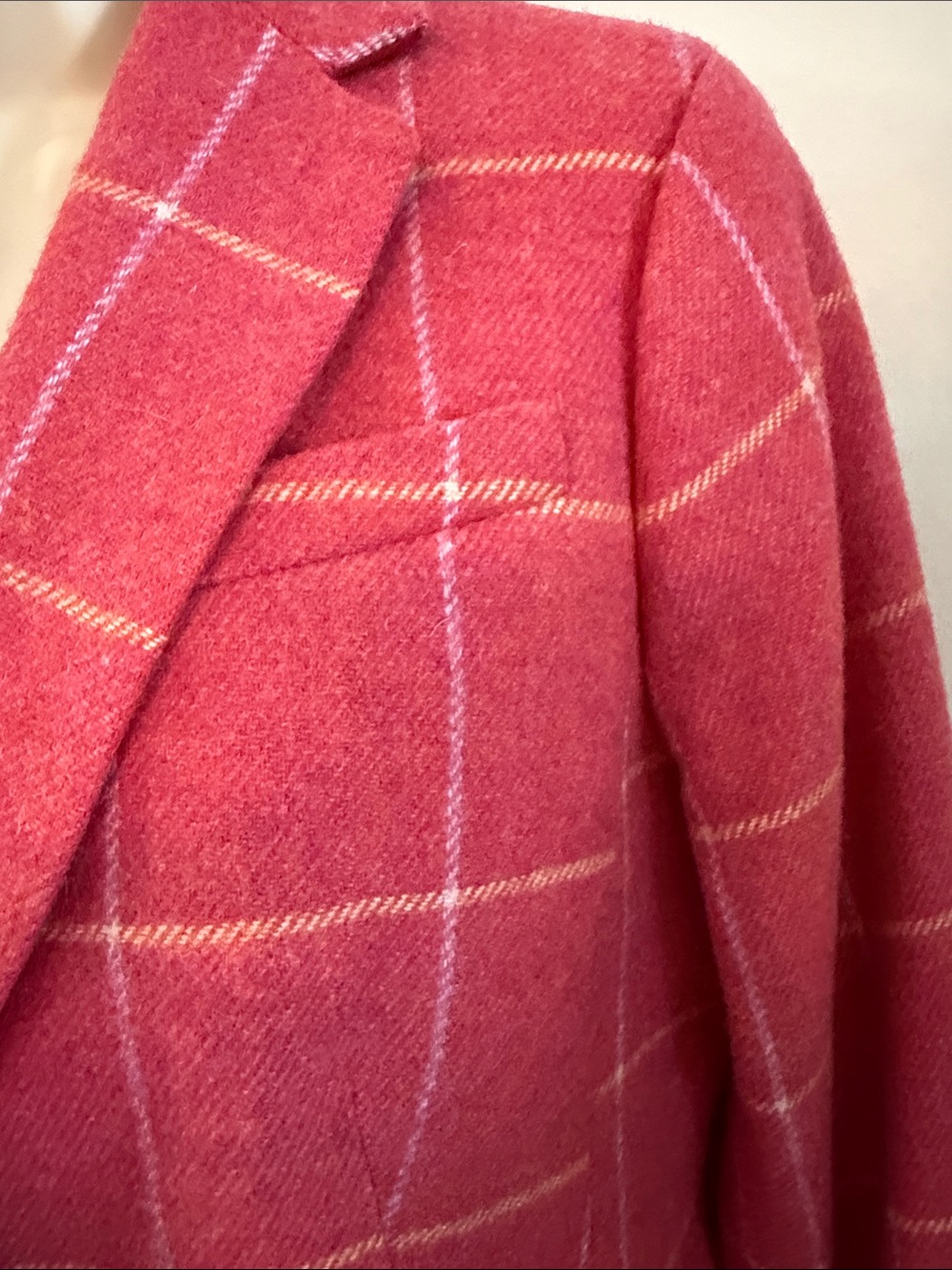 Talbots Pink Shetland Windowpane Wool-Blend Blazer 12 Petite Classic Preppy - Picture 7 of 16
